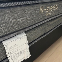 ダブルベッド　レザー調ブラック　Nスリープマットレスの画像