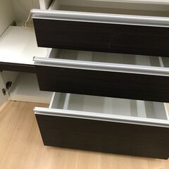 A-1671【リユースのサカイ野々市店】ジモティ来店特価‼  システムキッチンボード 松田家具 茶/白 ※クリーニング済みの画像