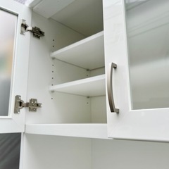 ニトリ 食器棚 キッチンボード コパン 80KB WH ホワイト 白 レンジ台 カップボード 80cm幅 キッチン収納 地震対策 ファミリー 同棲の画像