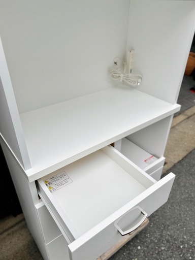 《売約済》ニトリ 食器棚 キッチンボード コパン 80KB WH ホワイト 白 レンジ台 カップボード 80cm幅 キッチン収納 地震対策 ファミリー 同棲
