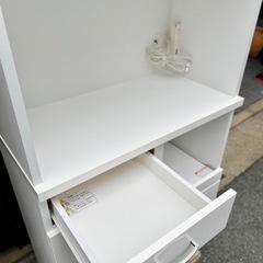 ニトリ 食器棚 キッチンボード コパン 80KB WH ホワイト 白 レンジ台 カップボード 80cm幅 キッチン収納 地震対策 ファミリー 同棲の画像