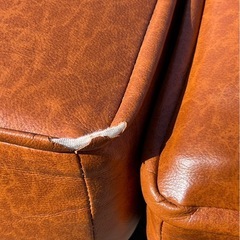 【御成約】ヴィンテージ調 レザー コンパクトカウチソファ オットマン付きの画像