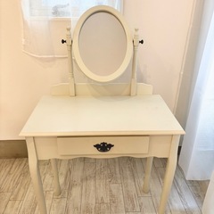 ドレッサー テーブル アイボリー猫脚の画像