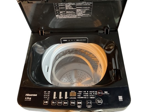 生活家電 2025年製 Hisense 洗濯機 4.5kg ブラック
