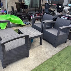 屋外テーブル　ソファー　アウトドア　家キャンプにの画像