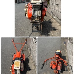 クボタ 一輪 管理機 TS150 最大5.5馬力 正転 逆転 溝堀り 中耕 除草 土入れ 土揚げ 土上げ 畝立て ねぎ　補助輪付の画像