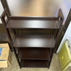 ニトリ　ラダー　オープンシェルフ 木製 ４段 ダークブラウン 飾り棚 収納家具の画像