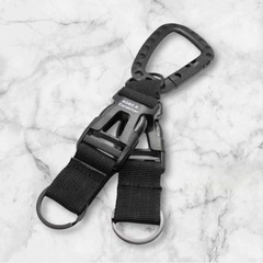 【KOBE.K.Carabiner】サバゲー バックル キーリング ワンタッチダブルバックル 樹脂製カラビナ ナイロン ブラックの画像