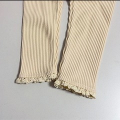 【ベビー】レギンス　スパッツ　80cm クリーム色 リブ編みレギンス レギンス スパッツ キッズの画像