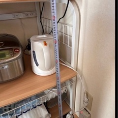 スライド式レンジ台　レンジラック　二口コンセント付きの画像