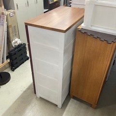 5段収納ボックス ストッパー付き 木製天板 プラケースの画像