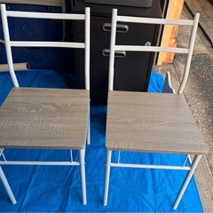 【美品】北欧風 ダイニングチェア 2脚セット（木目調×ホワイトフレーム）の画像