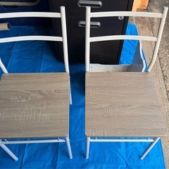 【美品】北欧風 ダイニングチェア 2脚セット（木目調×ホワイトフレーム）の画像