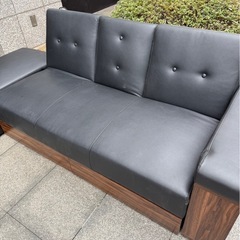 モダンデコ レザーソファ 収納付き カウチ 3人掛け オットマン付きの画像