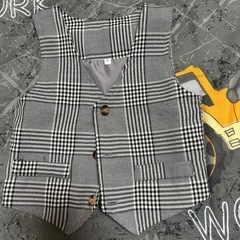 フォーマルセット 青とグレー チェック柄の画像