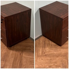 【キャリー付き！】移動らくらく　3段 サイドチェストキャビネット　収納棚　木目調　ブラウン　Dの画像