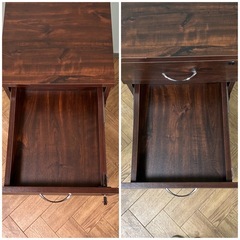 【キャリー付き！】移動らくらく　3段 サイドチェストキャビネット　収納棚　木目調　ブラウン　Dの画像