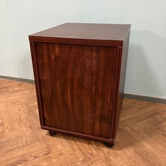 【キャリー付き！】移動らくらく　3段 サイドチェストキャビネット　収納棚　木目調　ブラウン　Eの画像