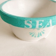 リメイク鉢 SEA 陶器製植木鉢 プランター ターコイズブルーの画像