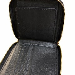 【美品】mura　本革 ラウンドファスナー 二つ折り財布 ブラック の画像