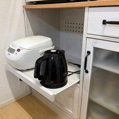 【引越しのため】レンジ台／キッチン収納（木目調ホワイト）の画像