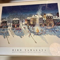 ヒロ・ヤマガタ 額装アート 大型ポスター 84×70cm 1990年　雪景色の画像