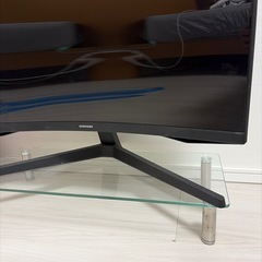 ガラス製モニター台（収納スペース付き）の画像