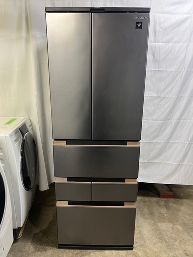【成約済み】【12ヶ月保証】SHARP 6ドア冷蔵庫 SJ-MF46H-H 2021年製 457L 観音開き