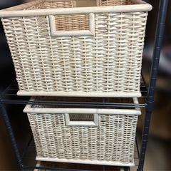 【天然素材バスケット収納ラック 3段 の画像