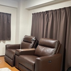 2人掛け電動リクライニングワイドソファの画像