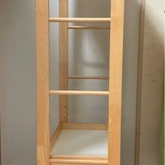 木製ランドセルラック ハンガー付き キャスター 高さ調整可 ナチュラル（中古）の画像