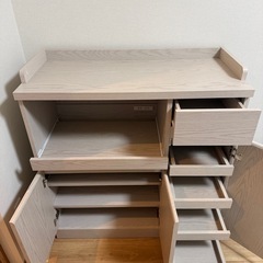 【LOWYA】食器棚 レンジ台 コンセント付き キャビネットの画像