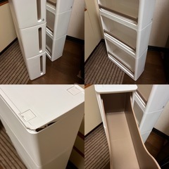 サンカ ストランティ 隙間収納 17cm キャスター付き ホワイト・ブラウン セットの画像