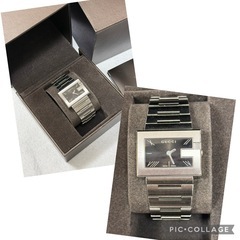 GUCCI Gレクタングル 100L 腕時計 ブラック スクエア　電池交換済 稼働品 箱付 コマ有 の画像