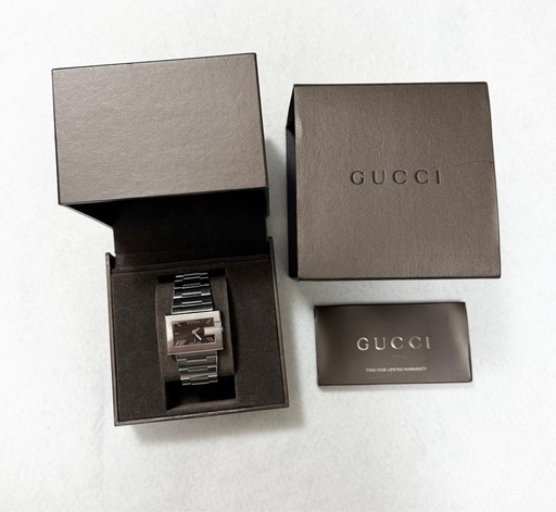 GUCCI Gレクタングル 100L 腕時計 ブラック スクエア　電池交換済 稼働品 箱付 コマ有 