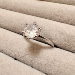 ①ジルコニアリング 13号 レディース 指輪 大粒 キラキラ 高見え シルバーの画像