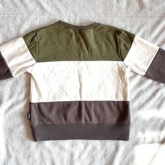 キッズ トレーナー 120cm オリーブ・ホワイト・ブラウンの画像