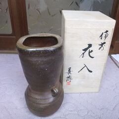 備前焼３点桐箱付き　花入れ　花器　工芸品　焼き物　陶器　骨董の画像