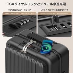 【新品未使用】スーツケース 機内持込　フロントオープン 多機能 キャリーケース 軽量 Sサイズの画像