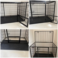 FEANDREA 犬 ケージ 大型犬用 ダブルドア付き トレー付き ペットケージ 大型 組立簡単 室内外兼用 ペットサークル 幅122x奥行74.5 x高さ80.5cm 犬 ゲージ PPD003B01V1の画像