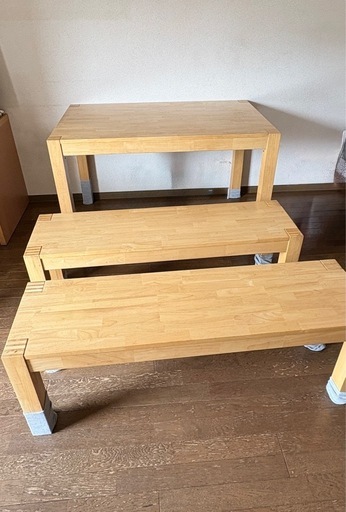 引取限定 IKEA NORDBY ダイニングテーブル&ベンチセット 椅子2客 