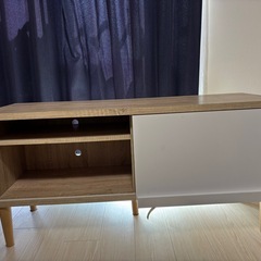 テレビ台（木目調×ホワイト）※一部補修推奨の画像