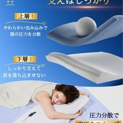枕 低反発 枕 カバー２枚付き まくら 深い眠り枕 首が痛くなりにくいの画像