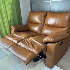 0円 リクライニングソファ 2人掛け（剥がれあり）早い方優先 の画像