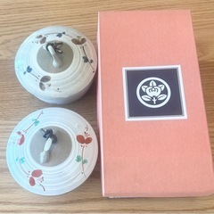 【和食器まとめ売り】織部 茶碗蒸し容器、茶托、蓋付き小鉢　長期保管品の画像