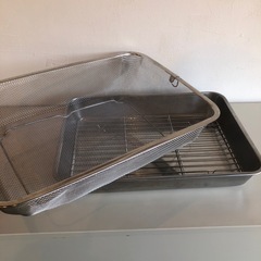 【大きめ】ステンレスバット 水切り網セット 角型 調理器具 キッチン用品の画像