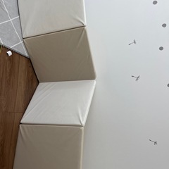 プレイマット　折りたたみ　２枚　ベージュ　ホワイトの画像