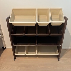 【格安】アイリスオーヤマ おもちゃ収納ラック（キッズトイハウスラック）ブラウンの画像