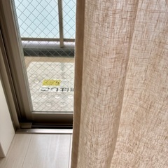 リネンカーテン1枚 ベージュ 200×193 の画像