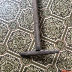 【古道具】長尺の木製農具 昭和レトロ アンティーク オブジェ（詳細不明）の画像